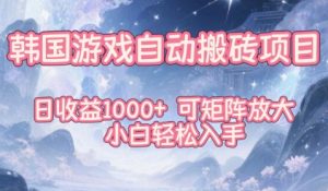韩国游戏自动搬砖项目，日收益1k+，可矩阵放大，小白轻松入手【揭秘】-6688资源库