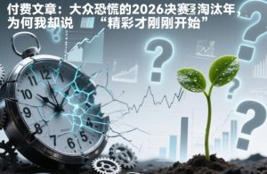 付费文章:大众恐慌的2026决赛淘汰年,为何我却说“精彩才刚刚开始”?-6688资源库