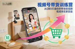 视频号带货训练营，从0到1打造你的带货变现路，低成本在家创业-6688资源库