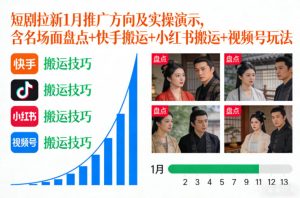短剧拉新1月推广方向及实操演示，含名场面盘点+快手搬运+小红书搬运+视频号玩法-6688资源库