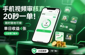 手机视频审核真香！20秒一单，随时随地可做，单日收益4张，小白零门槛冲【揭秘】-6688资源库