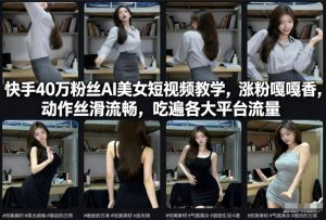 快手40万粉丝博主AI美女短视频教学，涨粉嘎嘎香，动作丝滑流畅，吃遍各大平台流量-6688资源库