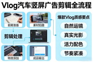 Vlog感觉汽车竖屏广告剪辑脚本全流程，拿捏爆款Vlog质感-6688资源库