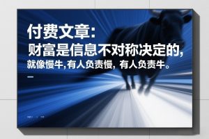 付费文章：财富是信息不对称决定的，就像慢牛，有人负责慢，有人负责牛-6688资源库